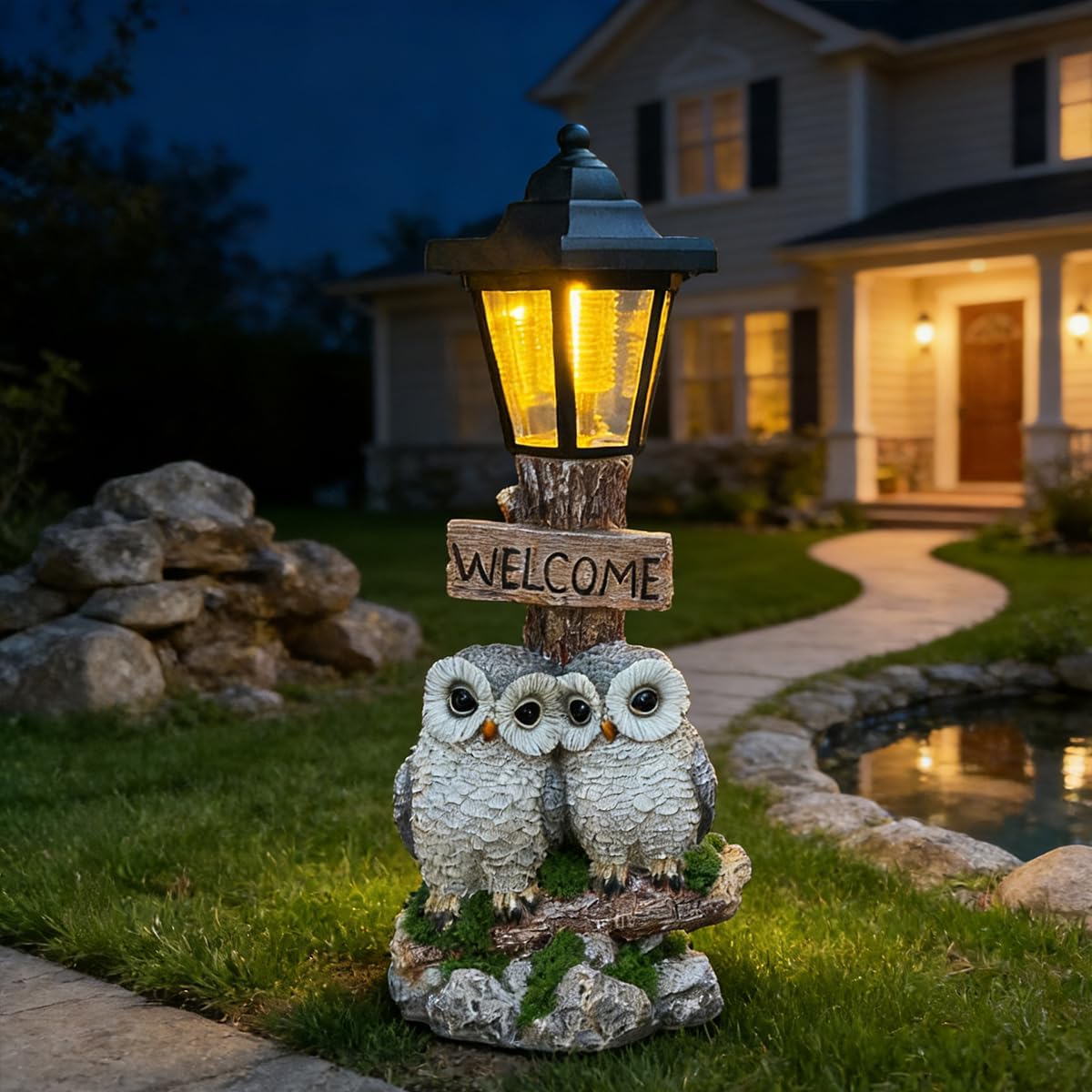 Thumbnail 6 de Solar Owl Garden Statue, 40 cm