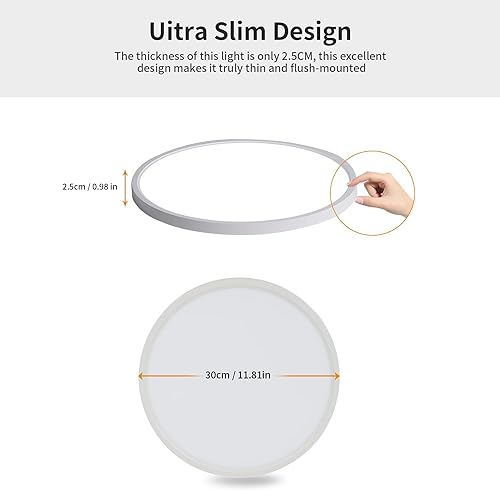 Detalle 2 de Osairous Lámpara de Techo Ø30 cm – LED 24 W, 2160 lm, 6500 K, IP44