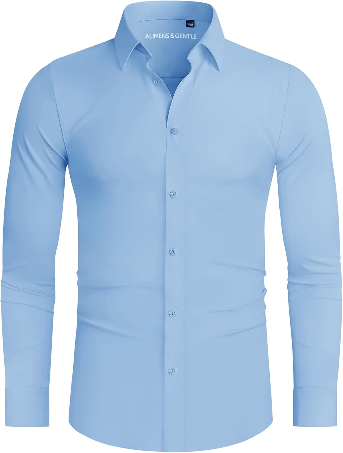 Thumbnail 5 de Alimens & Gentle Stretch Men’s Dress Shirt: Slim Fit, Long Sleeve, Wrinkle-Free Comfort