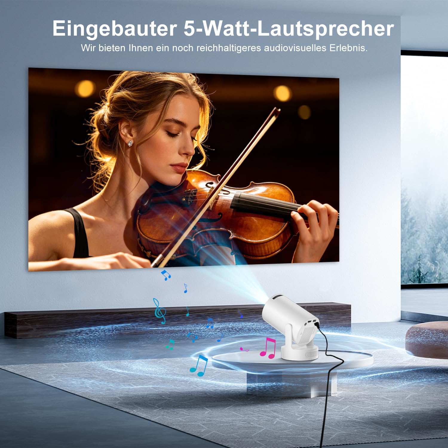 Thumbnail 3 de Salange Mini Beamer 4K/1080p – integrierte Apps, Android 11, WiFi 6, Bluetooth 5.4, 5W Soundbass
