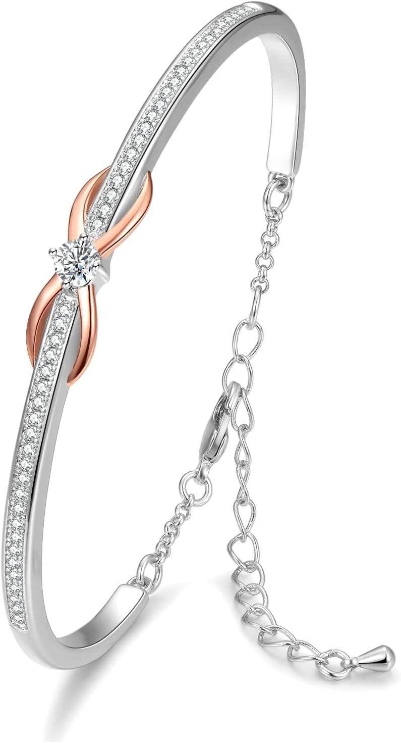 Thumbnail 6 de Praelinos Bracelet Femme Infini – Plaqué or blanc 18K et or rose, élegant symbole d’éternité