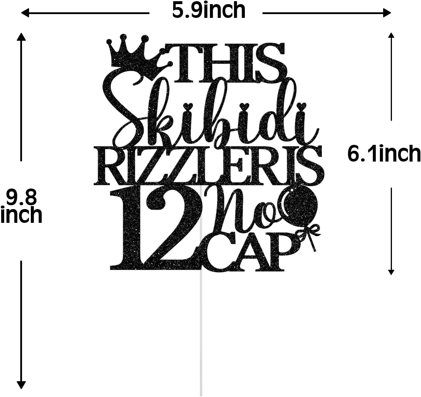 Thumbnail 6 de 12th Birthday Cake Topper, Black Glitter