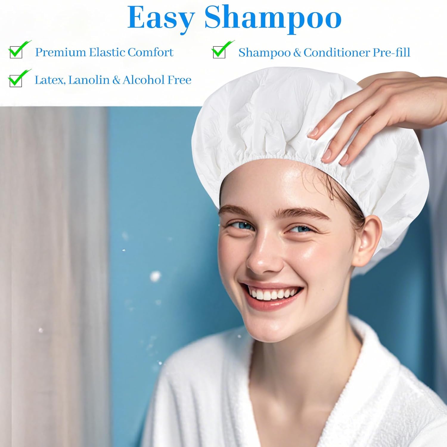 Thumbnail 1 de 6 Pack No-Rinse Shampoo Caps: Waterless Hair Wash for Bedridden, Elderly, and Post-Surgery Care