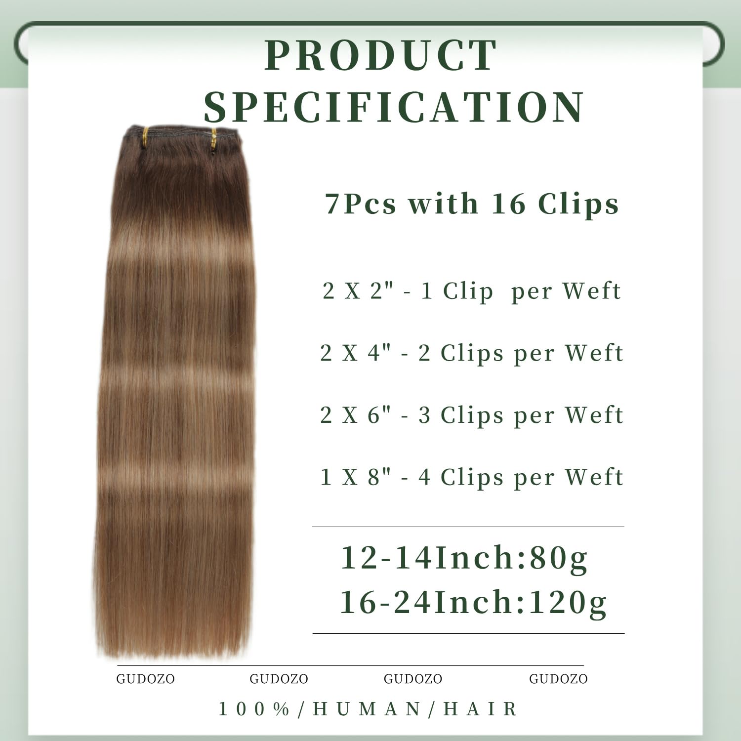 Detalle 2 de GUDOZO Clip in Echthaar 55 cm 120 g