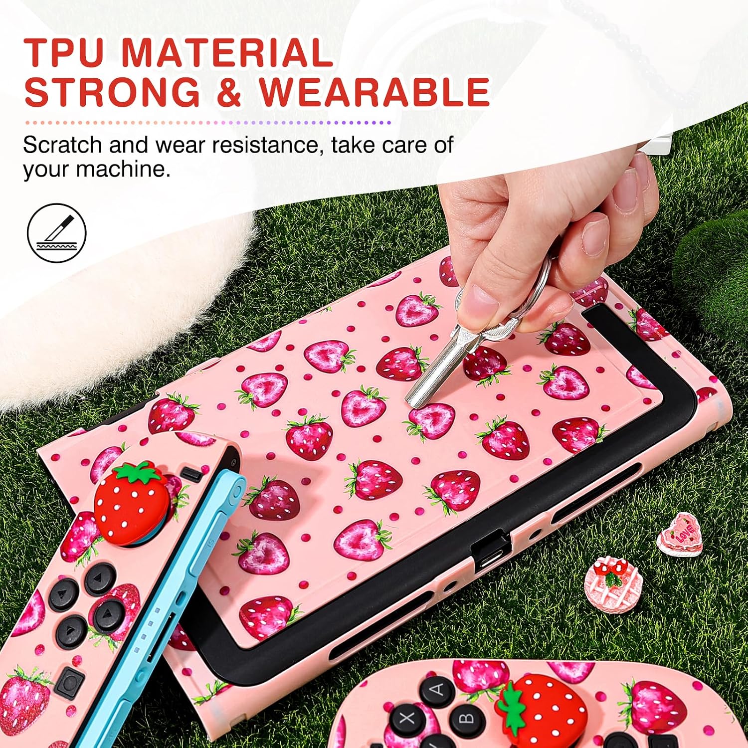 Thumbnail 5 de DLseego Protective Case for Switch 2 – Cute Strawberry Theme Dockable Hard Shell
