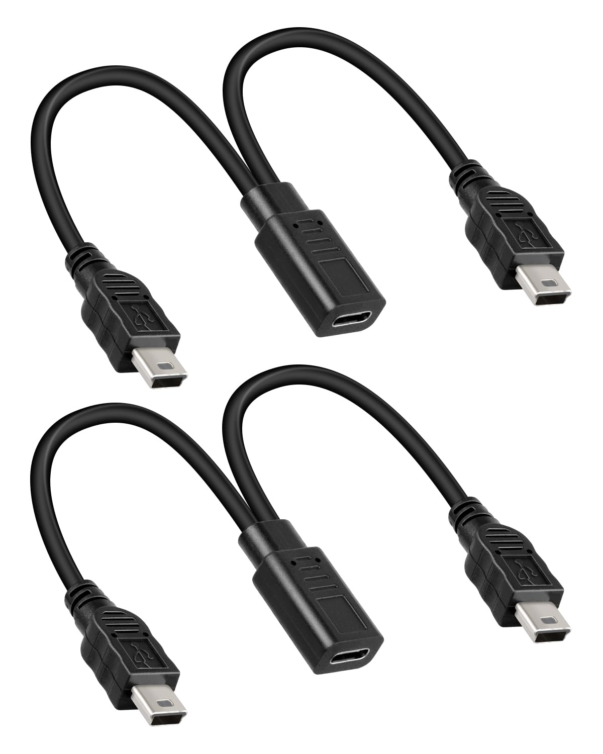 Detalle de RIIEYOCA Short USB C Female to Dual Mini USB Male Charging Cable (1FT, 2-Pack) – Charging Only