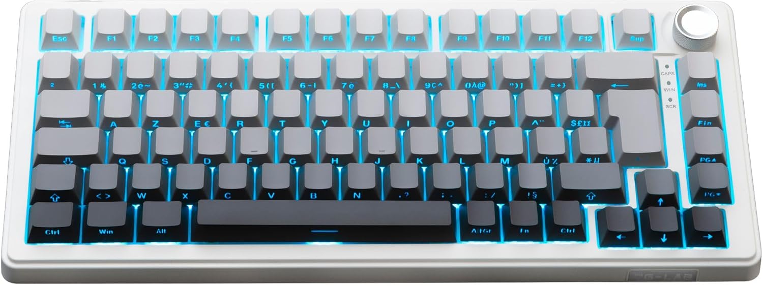 Detalle de THE G-LAB KEYZELITE300GRW – klawiatura mechaniczna AZERTY, tri-mode, hot-swap