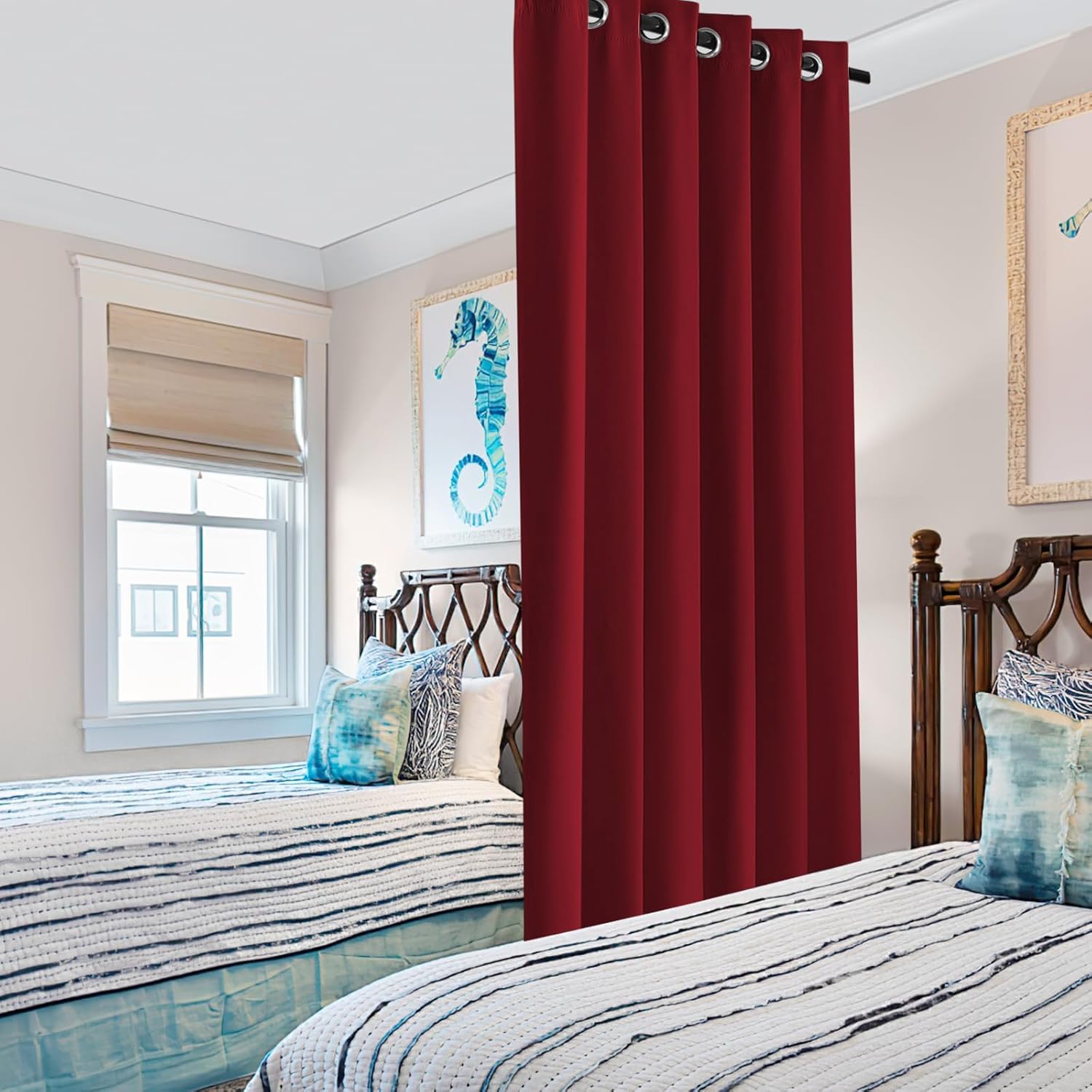 Thumbnail 1 de PONY DANCE Blackout Room Divider Curtain in Red (80 x 84 inches) – Heat‑Saving, Noise-Reducing Door Panel