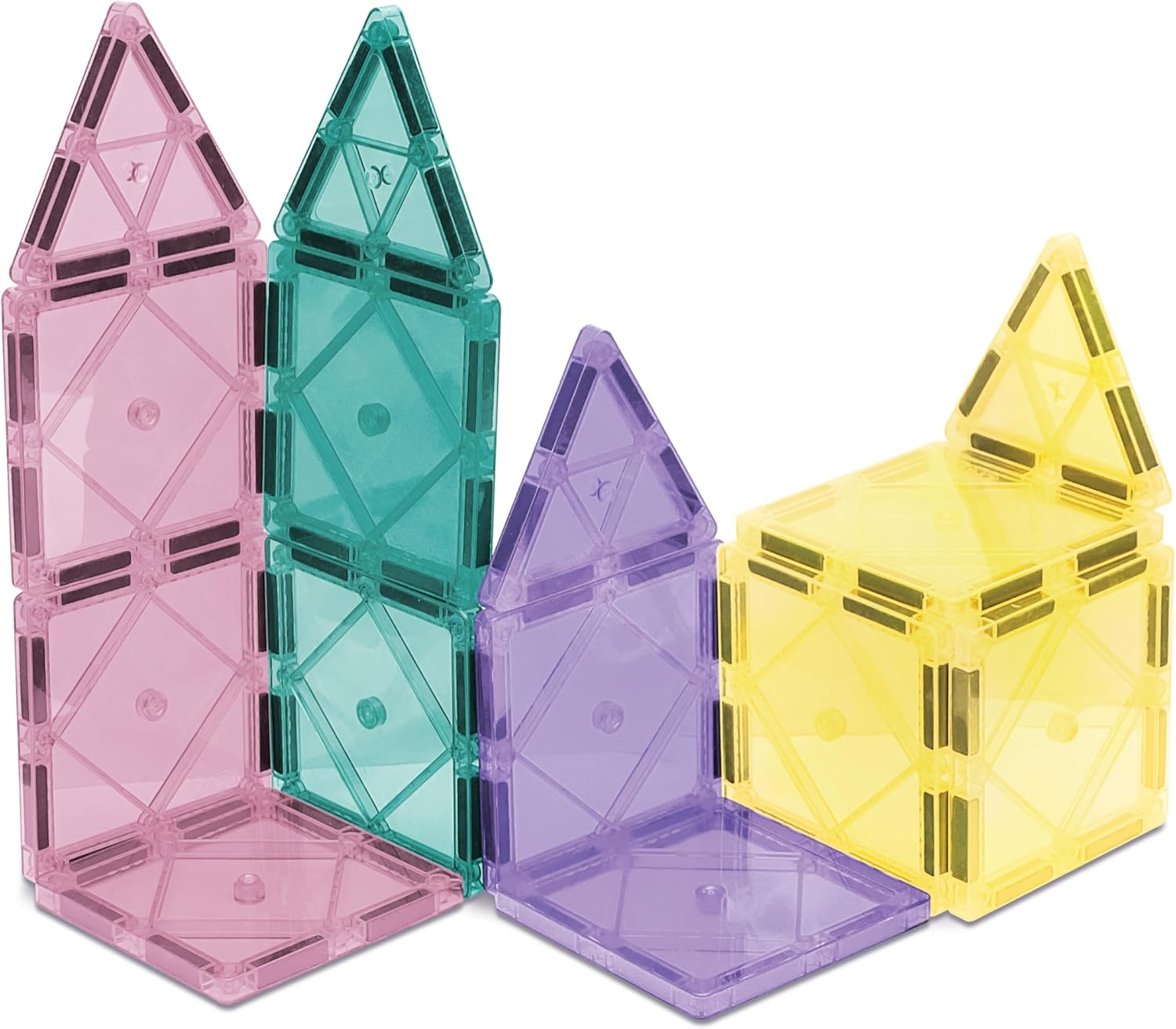 Detalle de CreateOn Crayola Magnetic Tiles: 14-Piece Pastel Building Set for Travel Fun and Early STEM