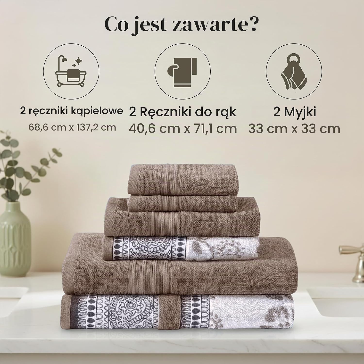 Thumbnail 2 de Modern Threads Ophelia Fawn – bawełniany zestaw ręczników, 6 sztuk, żakardowy wzór