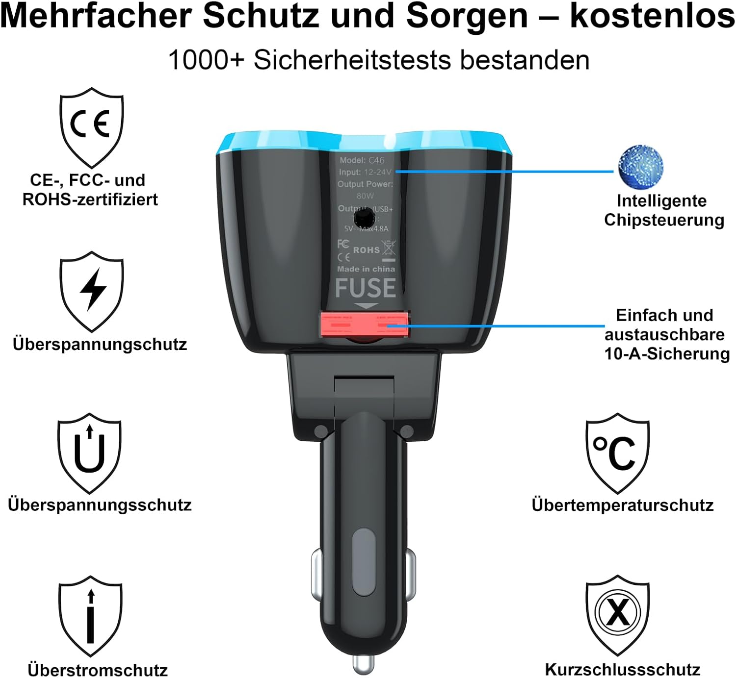 Thumbnail 5 de 5-in-1 Auto Ladegerät Zigarettenanzünder 80W