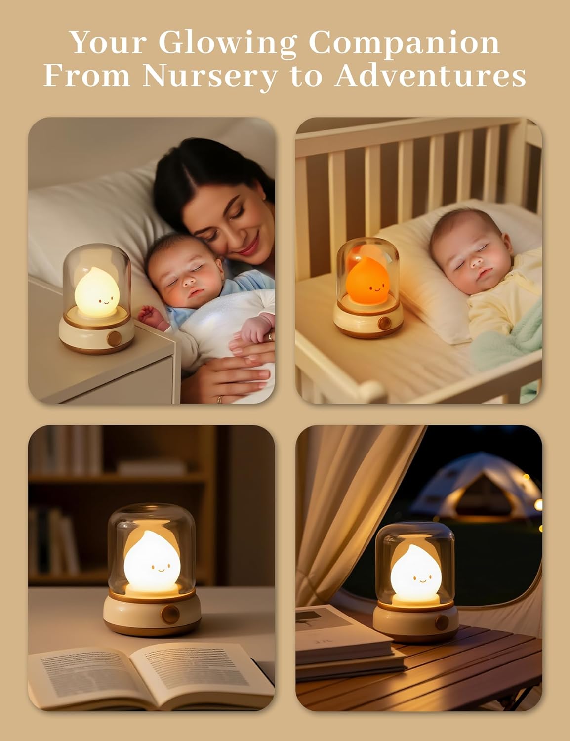 Detalle 2 de IHALO Nachtlicht Kinder Dimmbar – Kabellose Nachttischlampe mit Timer