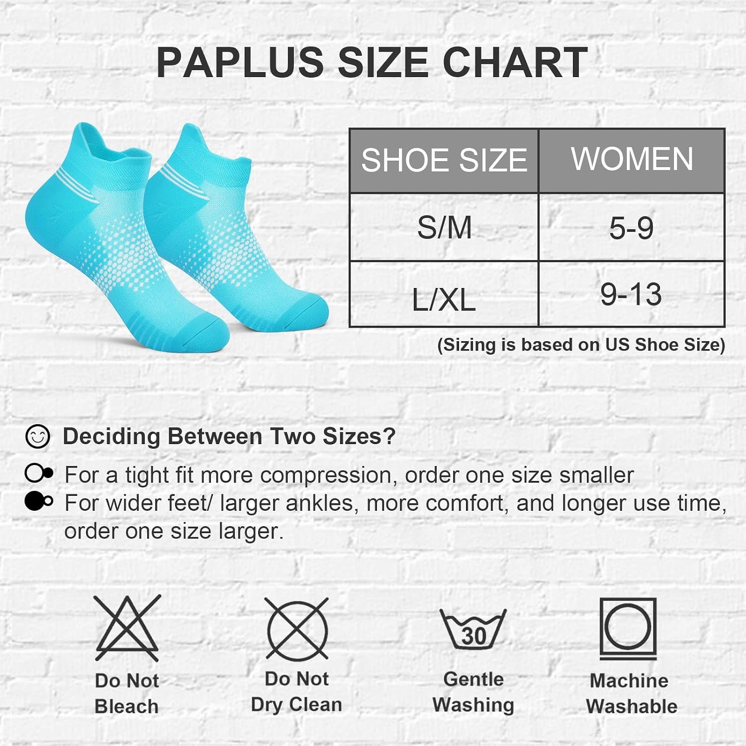Detalle de PAPLUS Ankle Compression Socks for Women (6 Pairs) – 8–15 mmHg Running Socks with Cushioned Sole