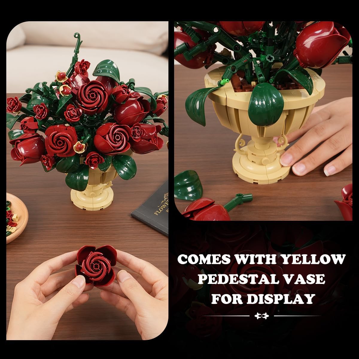 Detalle 2 de PLAXSOON Blumen Rosen Bauspielzeugset 969 Teile 🧩
