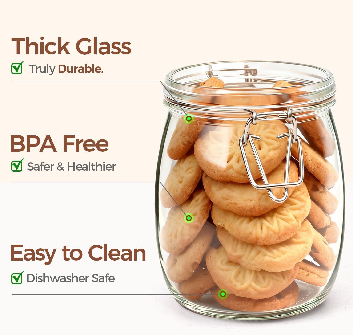 Thumbnail 2 de ComSaf 25 oz Round Glass Jars with Airtight Lids — 6 Pack for Canning, Pantry Organization, and More
