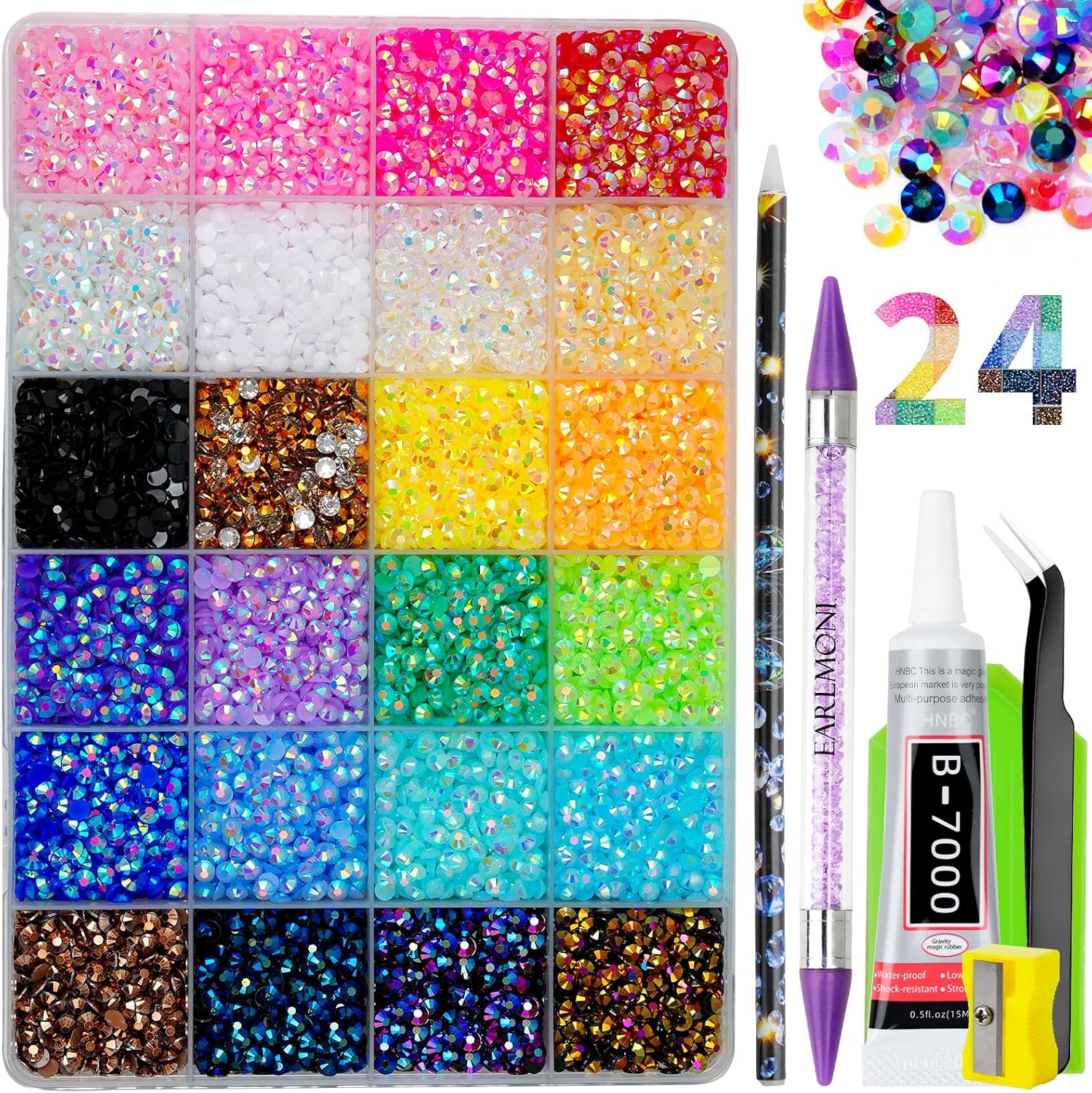 Thumbnail 6 de 30000Pcs Resin Bedazzling Kit by EARLMONI – 3mm Flat Back Rhinestones with Glue, Picker Tools and Tray