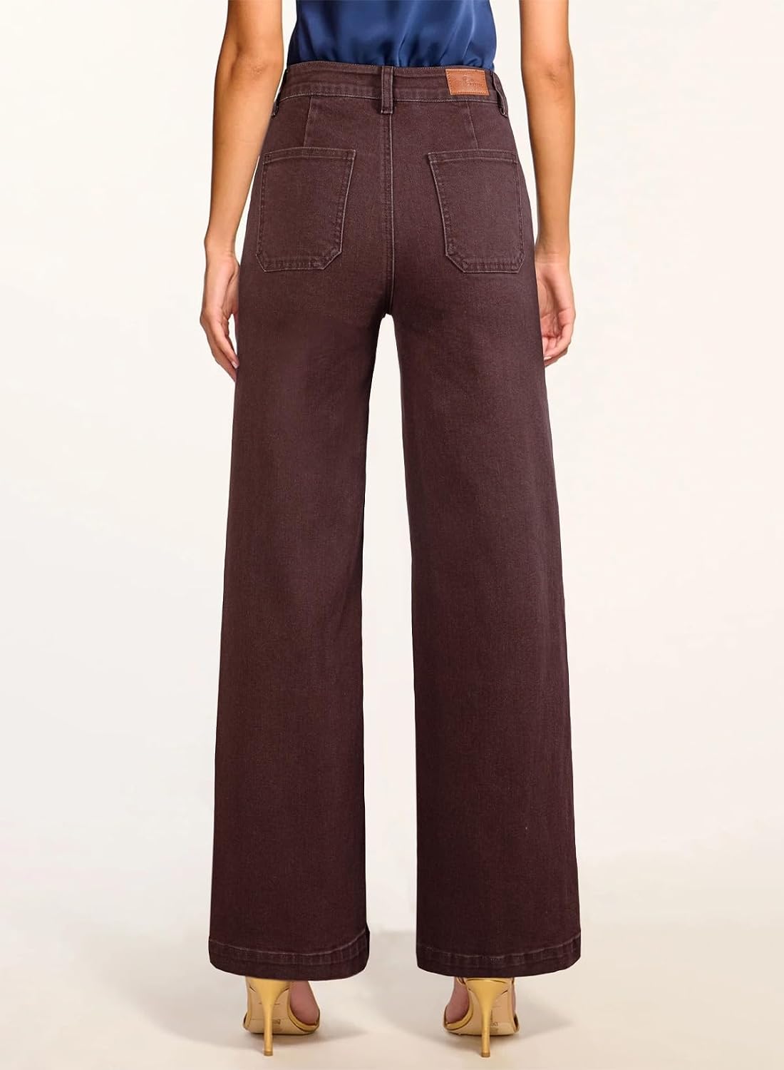 Detalle 2 de Sidefeel Women's Wide Leg Jeans, High-Rise Stretch Denim with Front Pockets