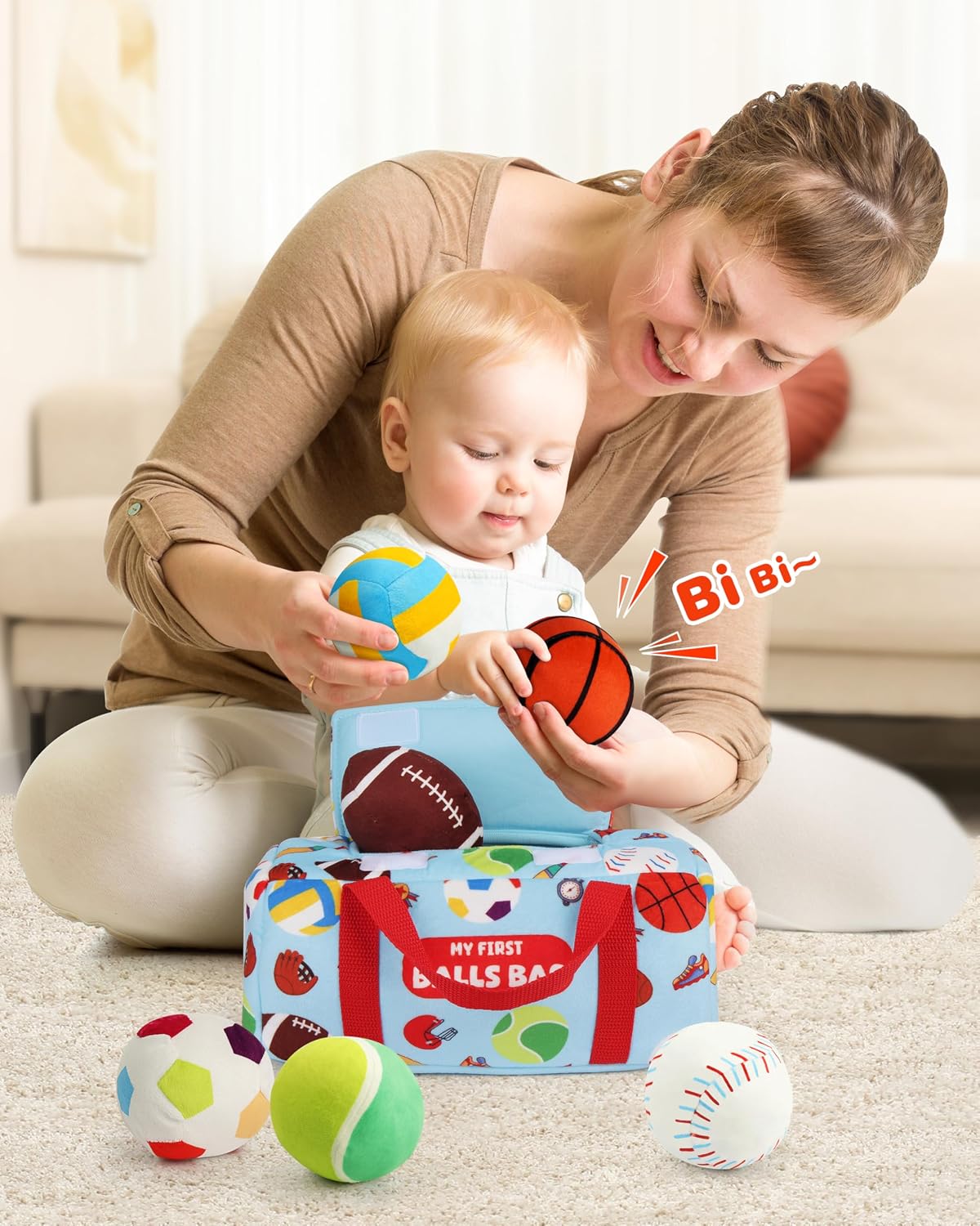 Thumbnail 5 de Vanmor Sensory Sports Balls for Toddlers – 6-Piece Plush Play Set with Travel Bag