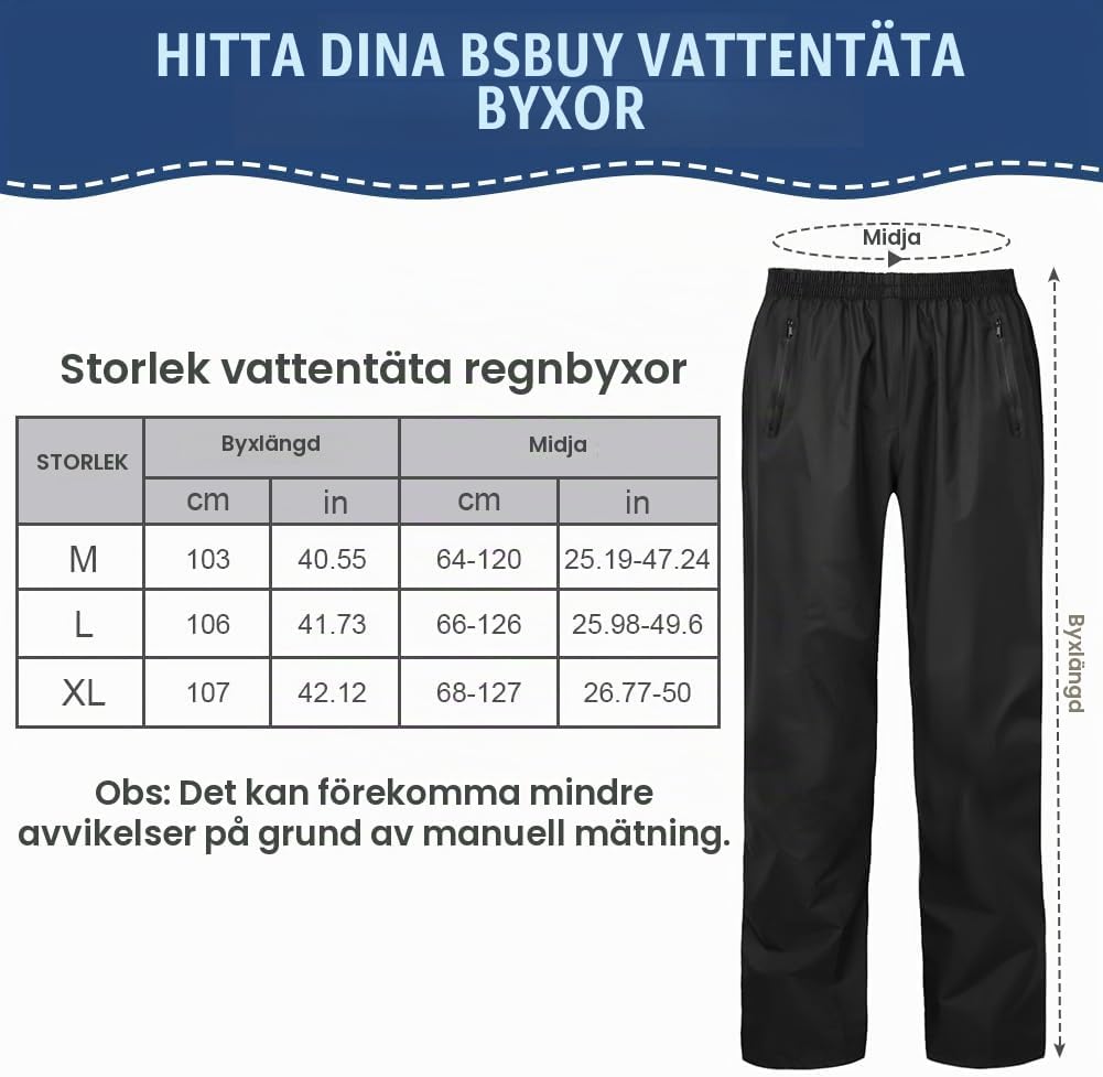 Detalle de BSBUY vattentäta överdragsbyxor – lätta, vindtäta och ofodrade