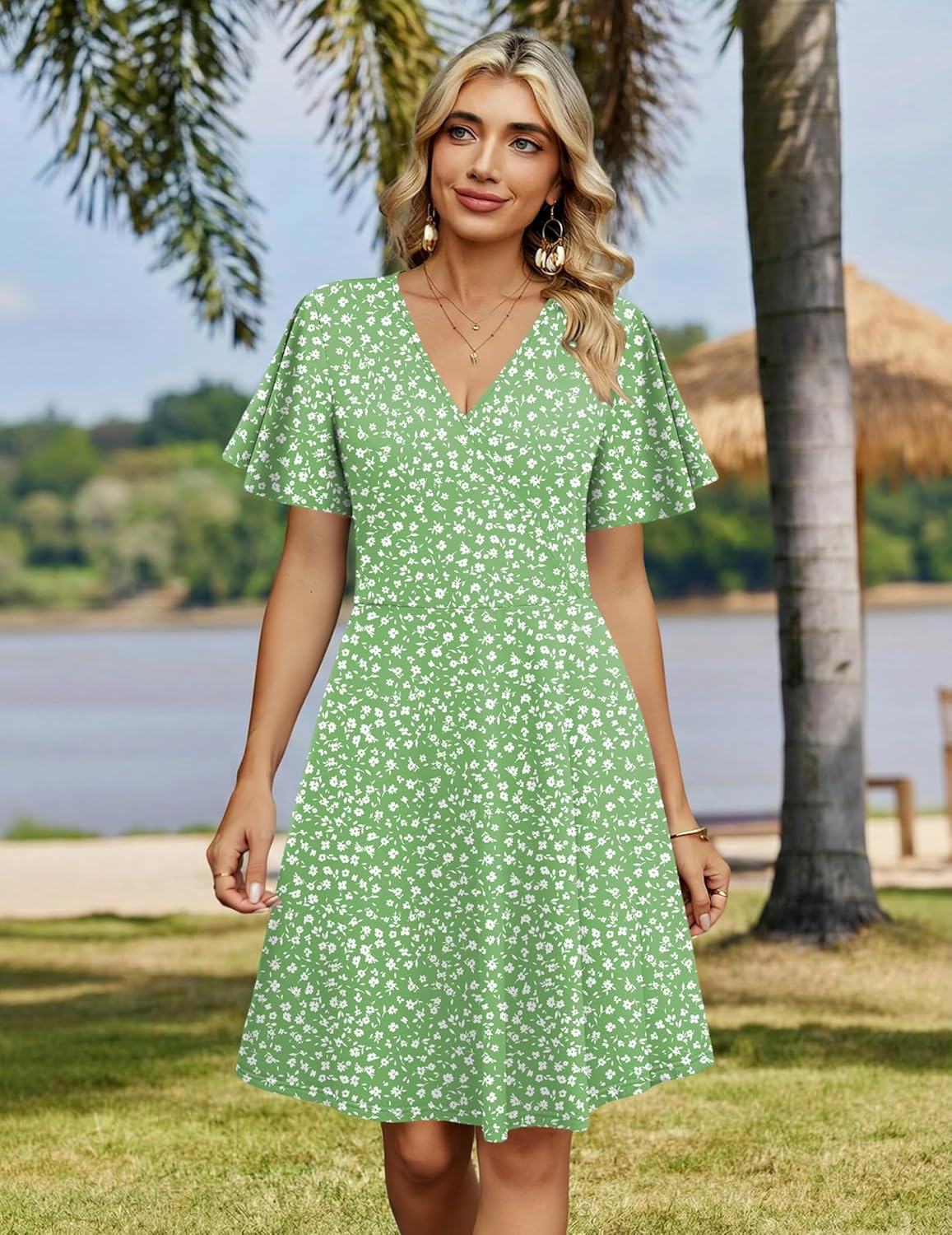 Thumbnail 2 de Zeagoo Women's Summer Wrap V-Neck Floral Dress with Pockets