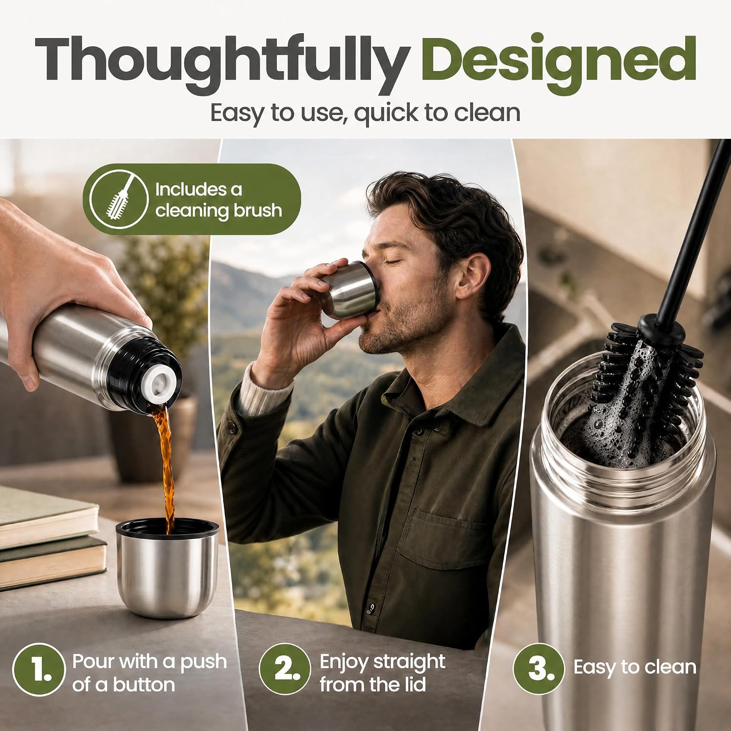 Thumbnail 4 de Dimono 500 ml Vacuum Flask with Mug, Double-Wall Stainless Steel
