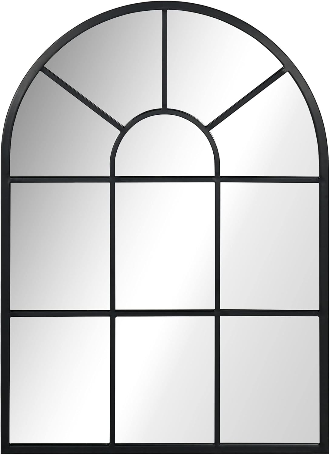 HOMCOM Miroir mural arqué 70 x 50 cm style verrière industrielle (cadre métallique noir)
