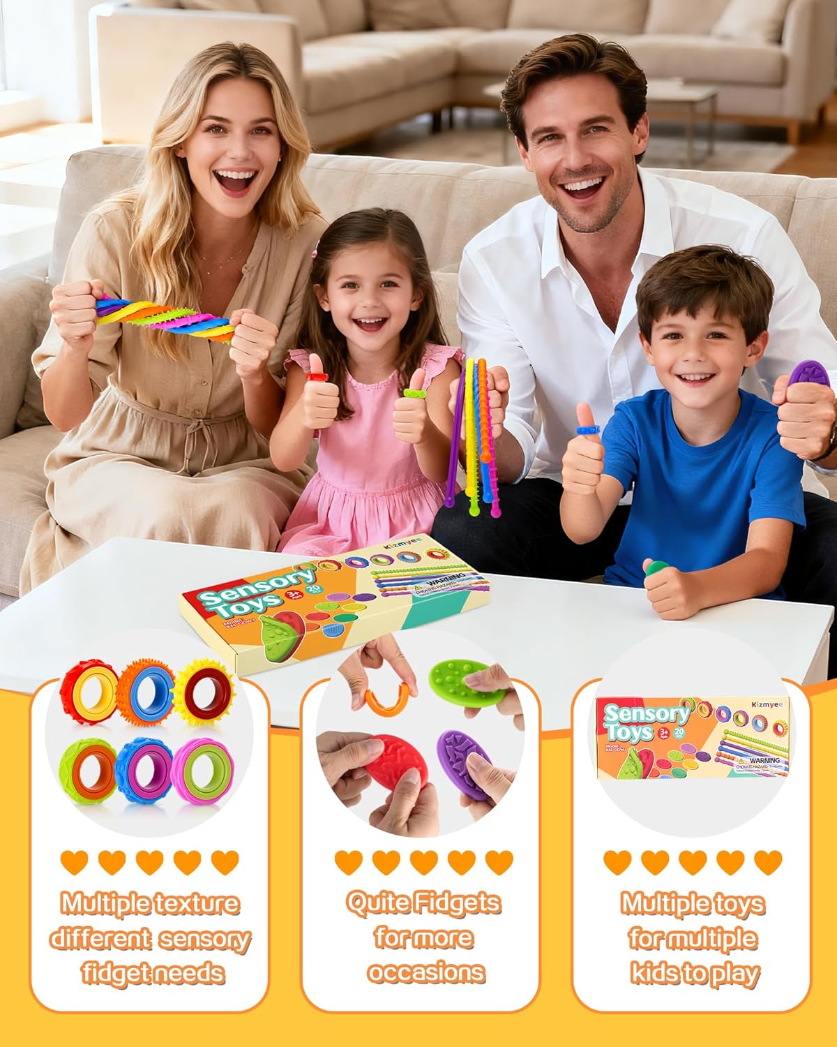 Thumbnail 3 de Kizmyee 20-teiliges Fidget Toys Set aus Silikon – Sensorikspielzeug zum Stressabbau für Kinder und Erwachsene
