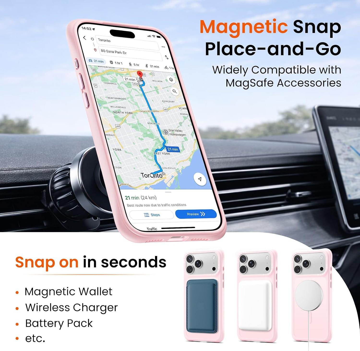 Thumbnail 6 de ORNARTO Airbuffer Magnetic iPhone 17 Pro Max Case (MagSafe compatible) – Pink