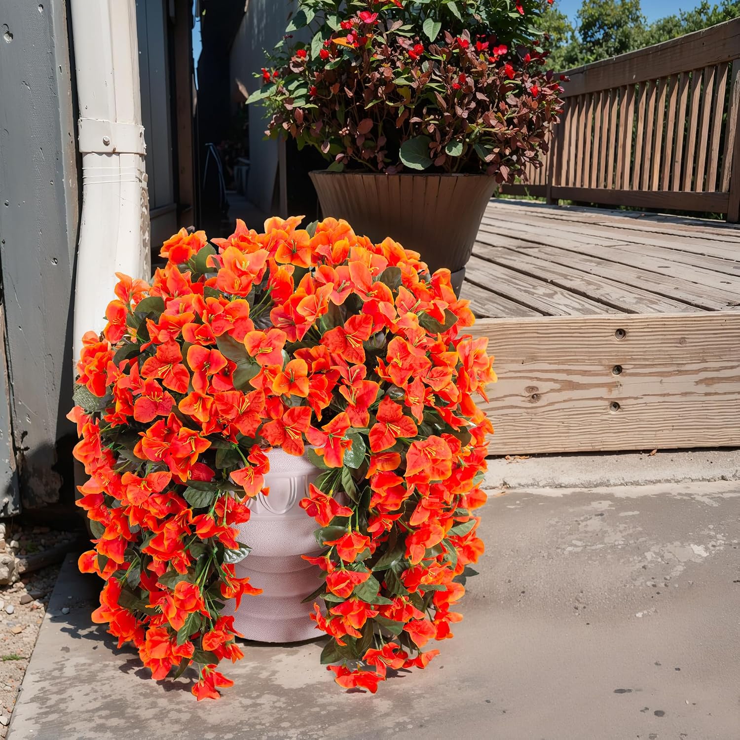 Detalle 2 de Artificial Bougainvillea Faux Flowers (2 Bundles) UV-Resistant Silk Trailing Vines for Outdoor Fall Decor