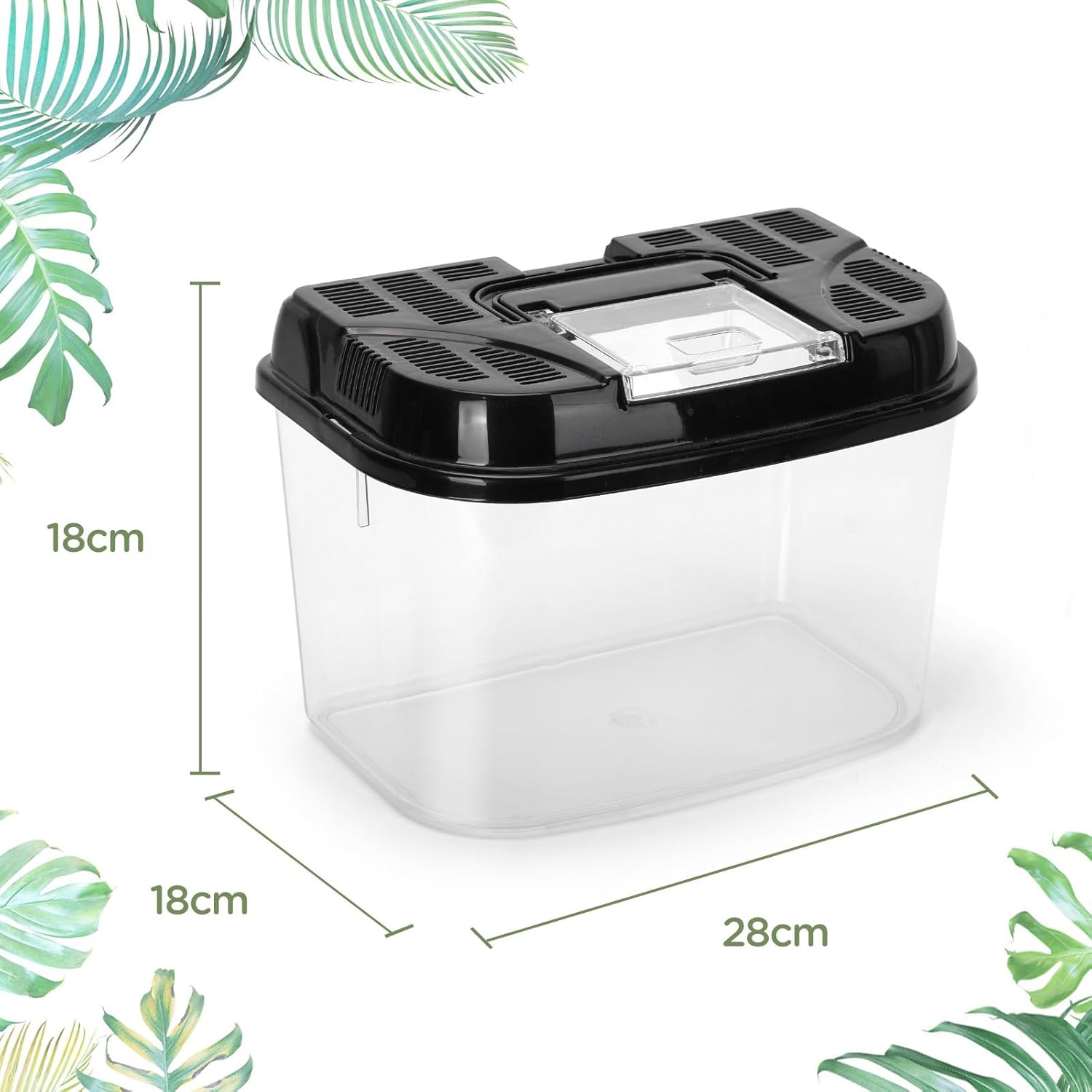 Detalle de Nobleza Terrario di Plastica per Rettili – L28×P18×A18 cm, trasparente con coperchio ventilato e manico