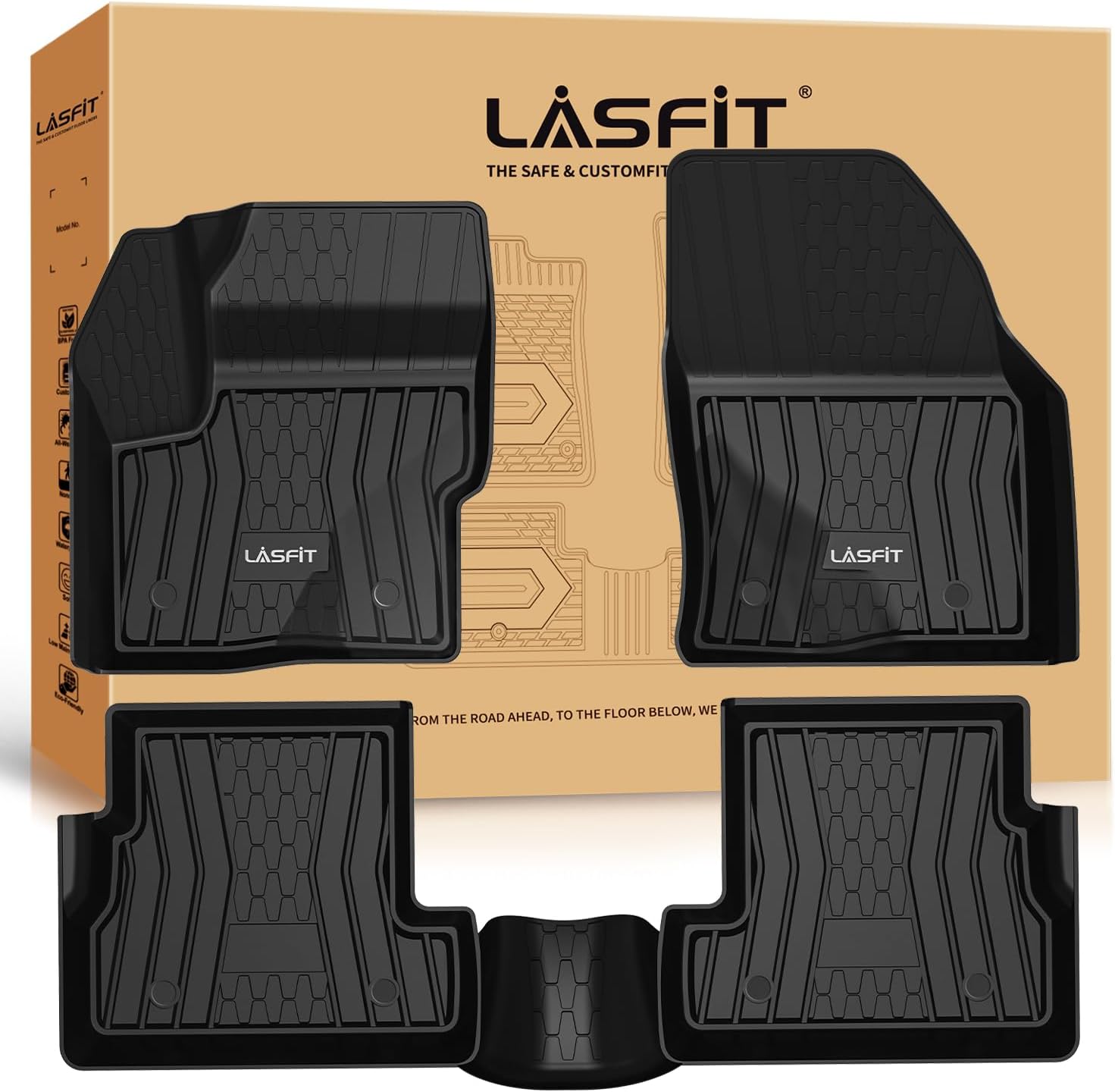 Detalle de LASFIT Lincoln MKC Floor Mats, 2015-2019 Custom-Fit TPE Liners