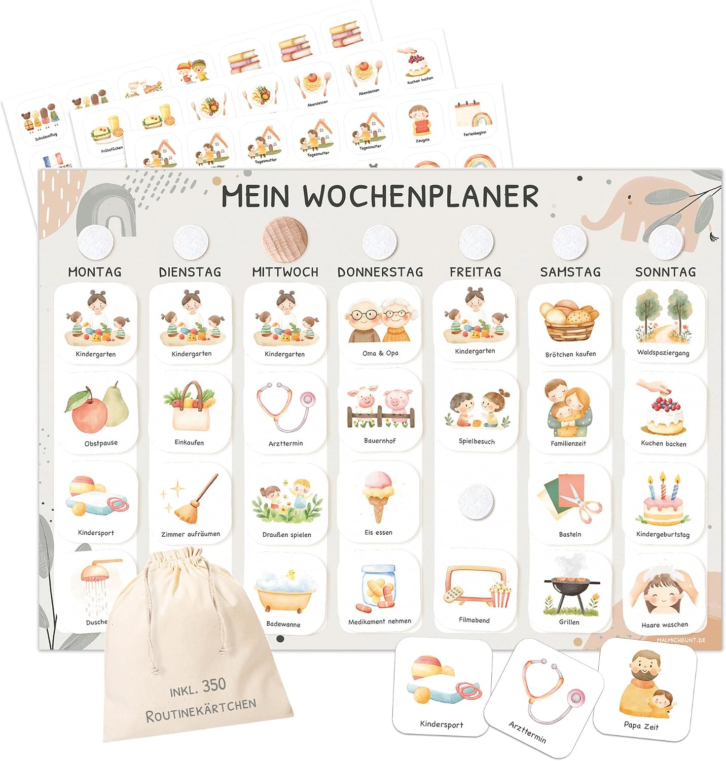 Detalle de JEKA Wochenplaner Kinder mit Klettpunkten