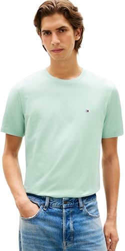 Detalle de Tommy Hilfiger Herren T-Shirt Kurzarm Seasonal Solid Tee Grüntöne (Crushed Mint), XXL