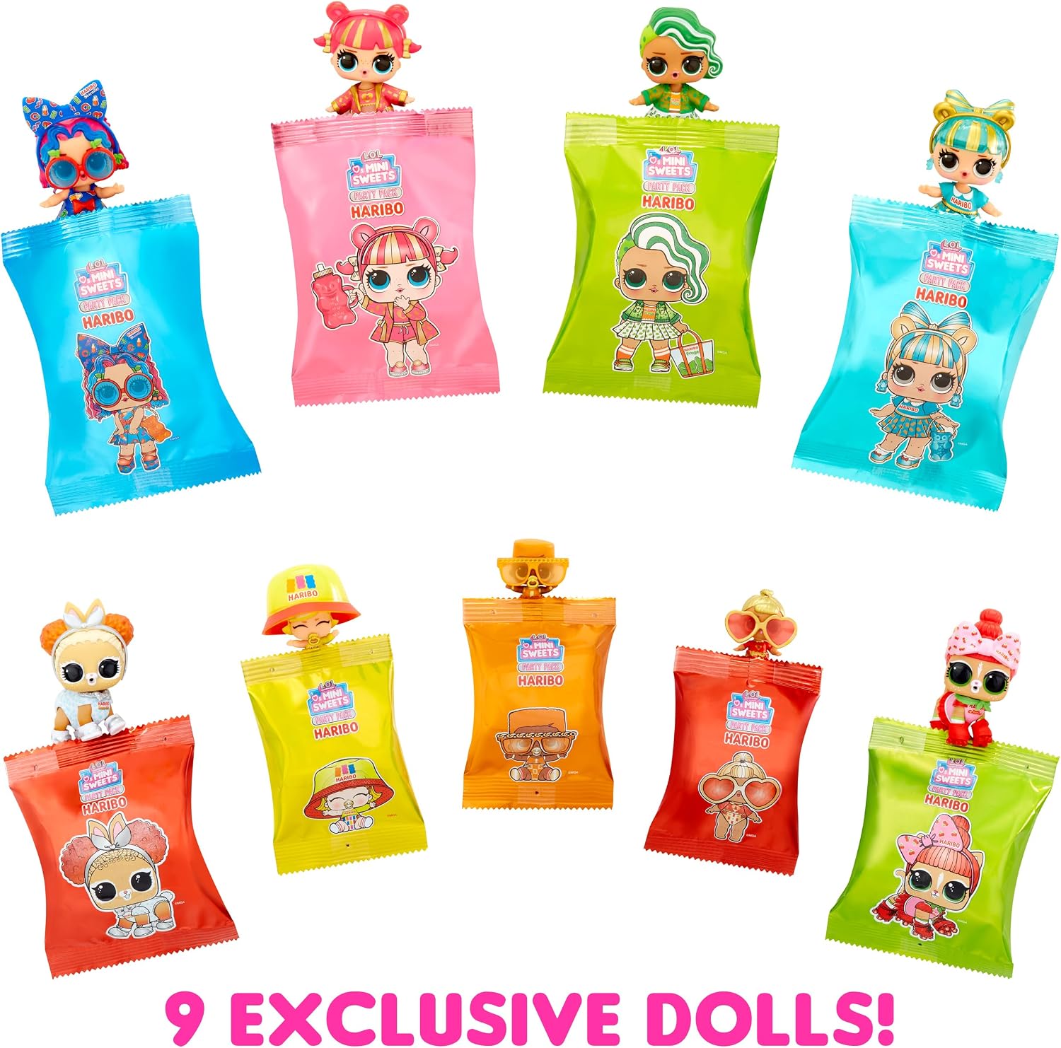 Detalle 2 de L.O.L. Surprise! Loves Mini Sweets X HARIBO Party Pack – zestaw 9 lalek