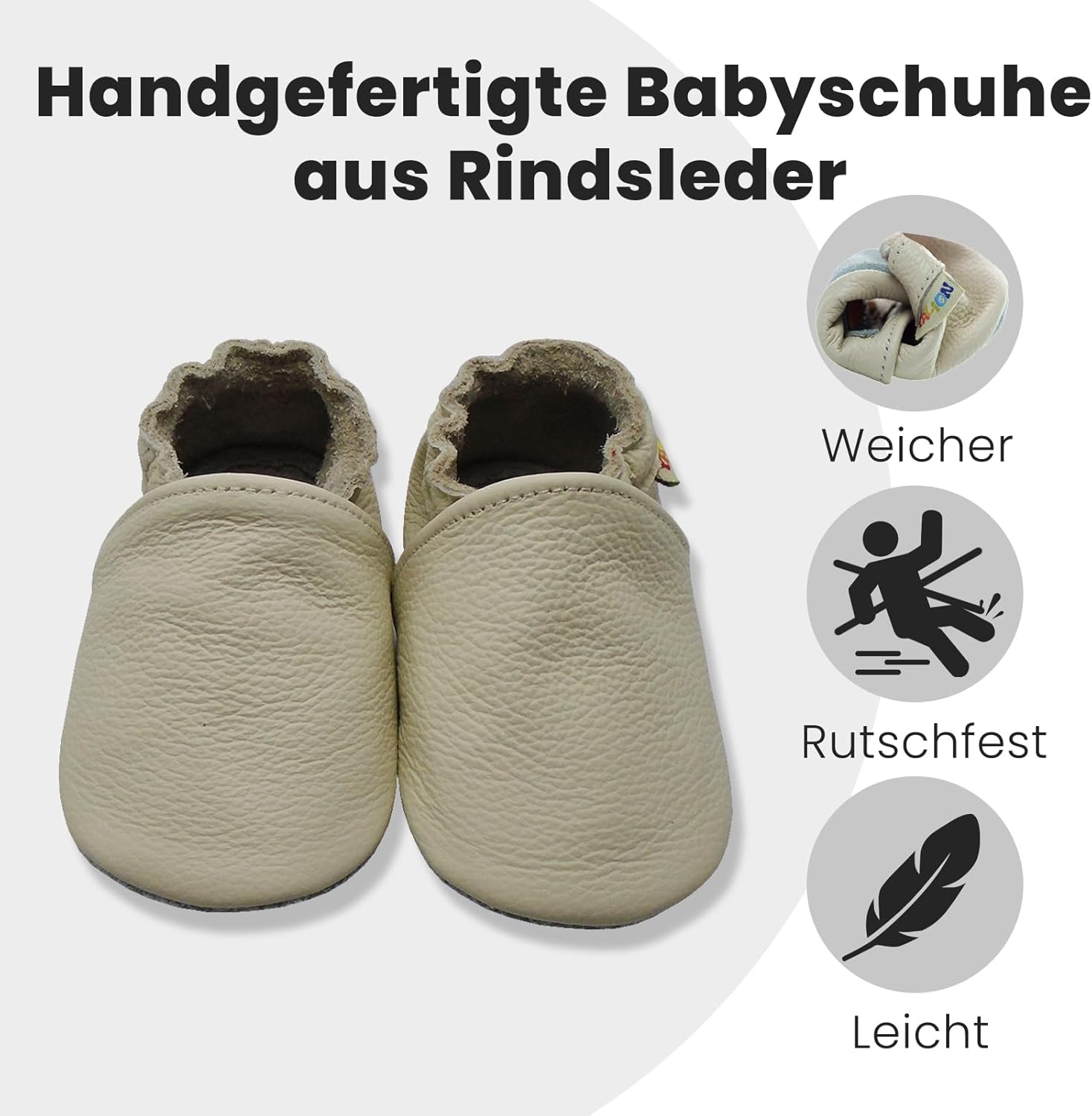 Thumbnail 2 de YALION Baby Krabbelschuhe aus weichem Leder – Lauflernschuhe für Baby & Kleinkind (Jungen/Mächen)