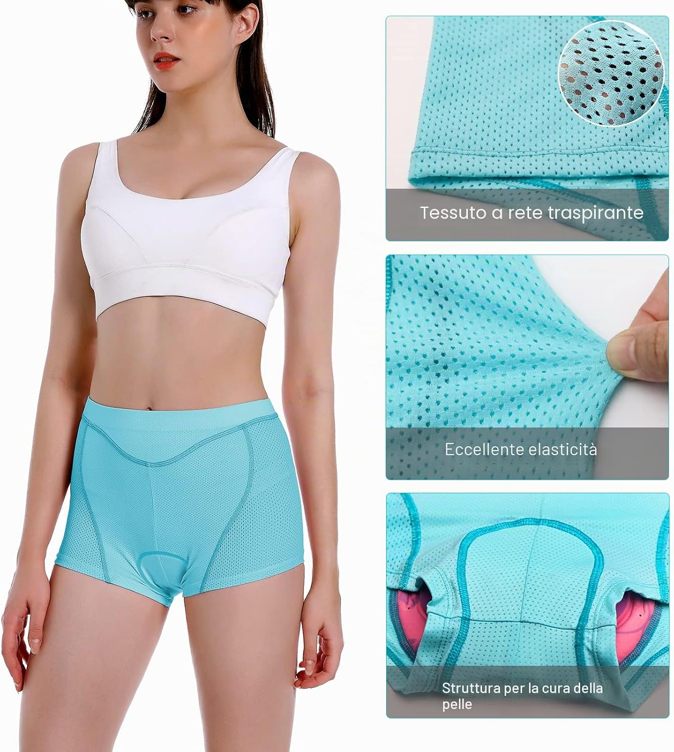 Detalle 2 de FEIXIANG Pantaloni da Ciclismo da Donna con imbottitura 4D Gel: comfort, traspiranti e design femminile