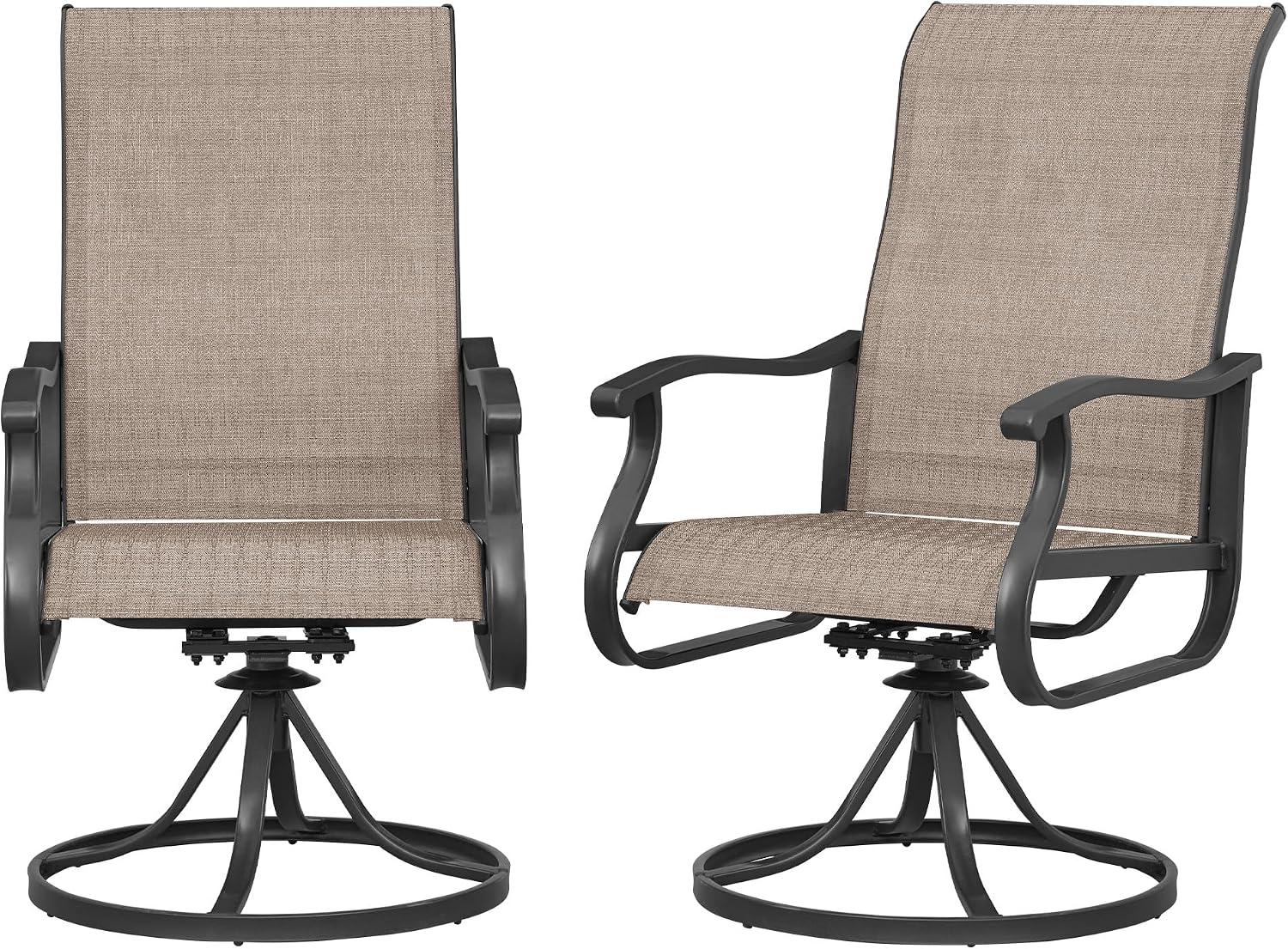 Detalle de Amopatio Patio Swivel Outdoor Dining Chairs, Set of 2, Textilene High Back