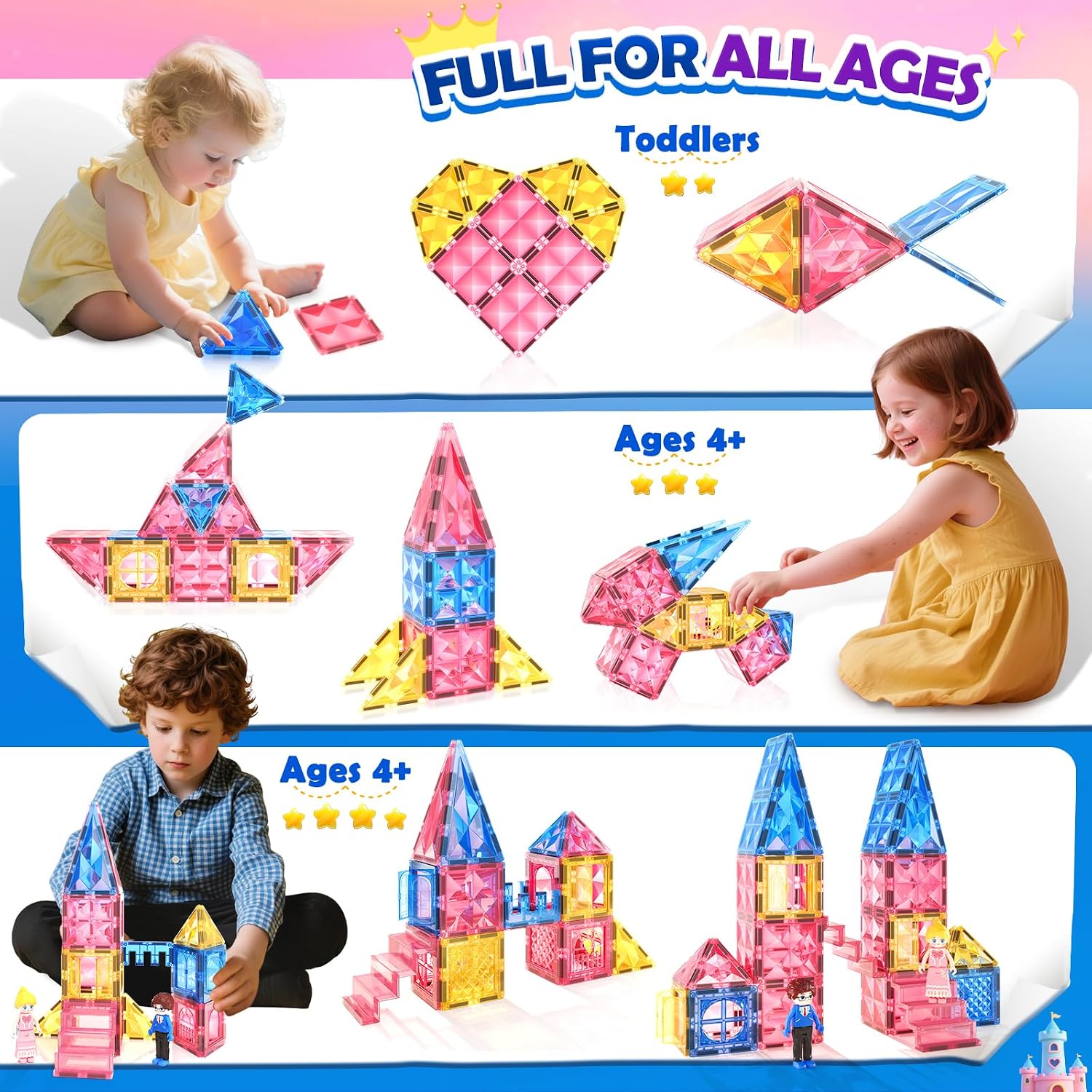 Thumbnail 4 de Soyee Diamond Magnetic Tiles: Princess Castle magnetic building blocks for ages 3–12