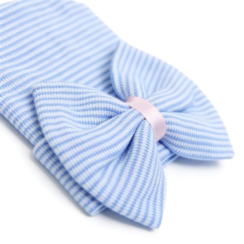 Detalle de Malaxlx 3 Pack Newborn Hat with Bow – Soft Cotton Baby Beanie (0–3 Months)