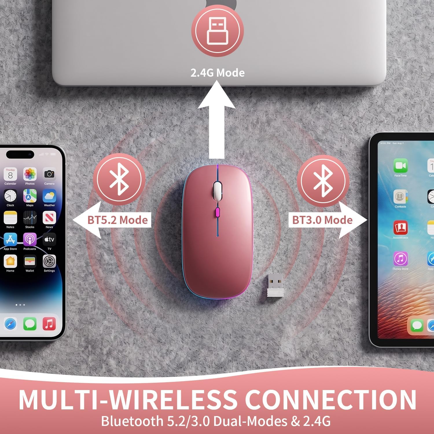 Detalle de NorOasis Wireless Mouse, Rose Gold