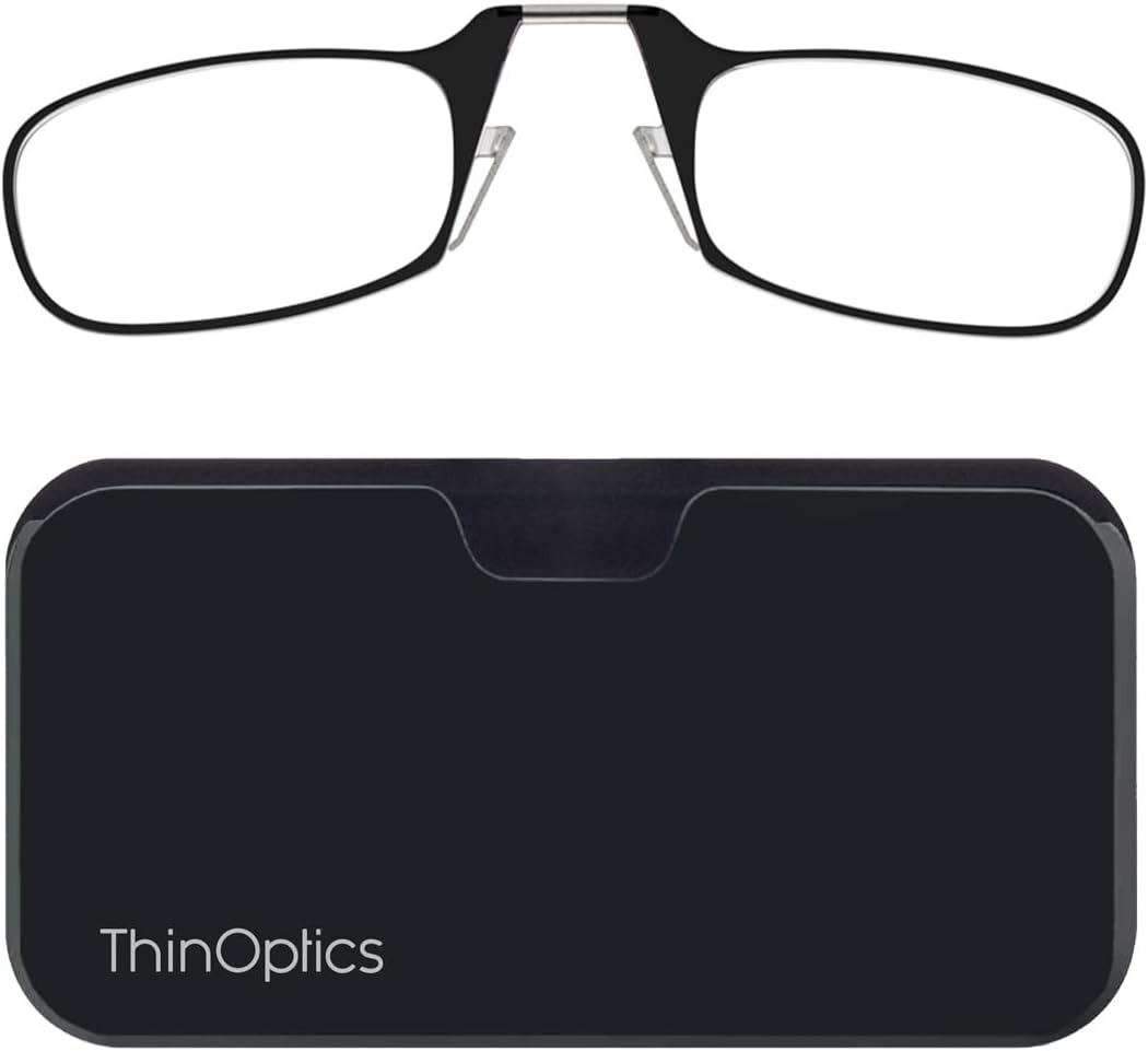Detalle de ThinOptics Reading Glasses + Black Universal Pod Case (2.00) – Slim, Portable Readers