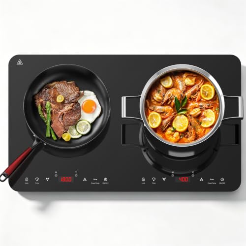Detalle de AAOBOSI Induktionskochfeld 2 Platten – tragbares Kochfeld mit Sensor-Touch, 3500W, EU-zugelassen