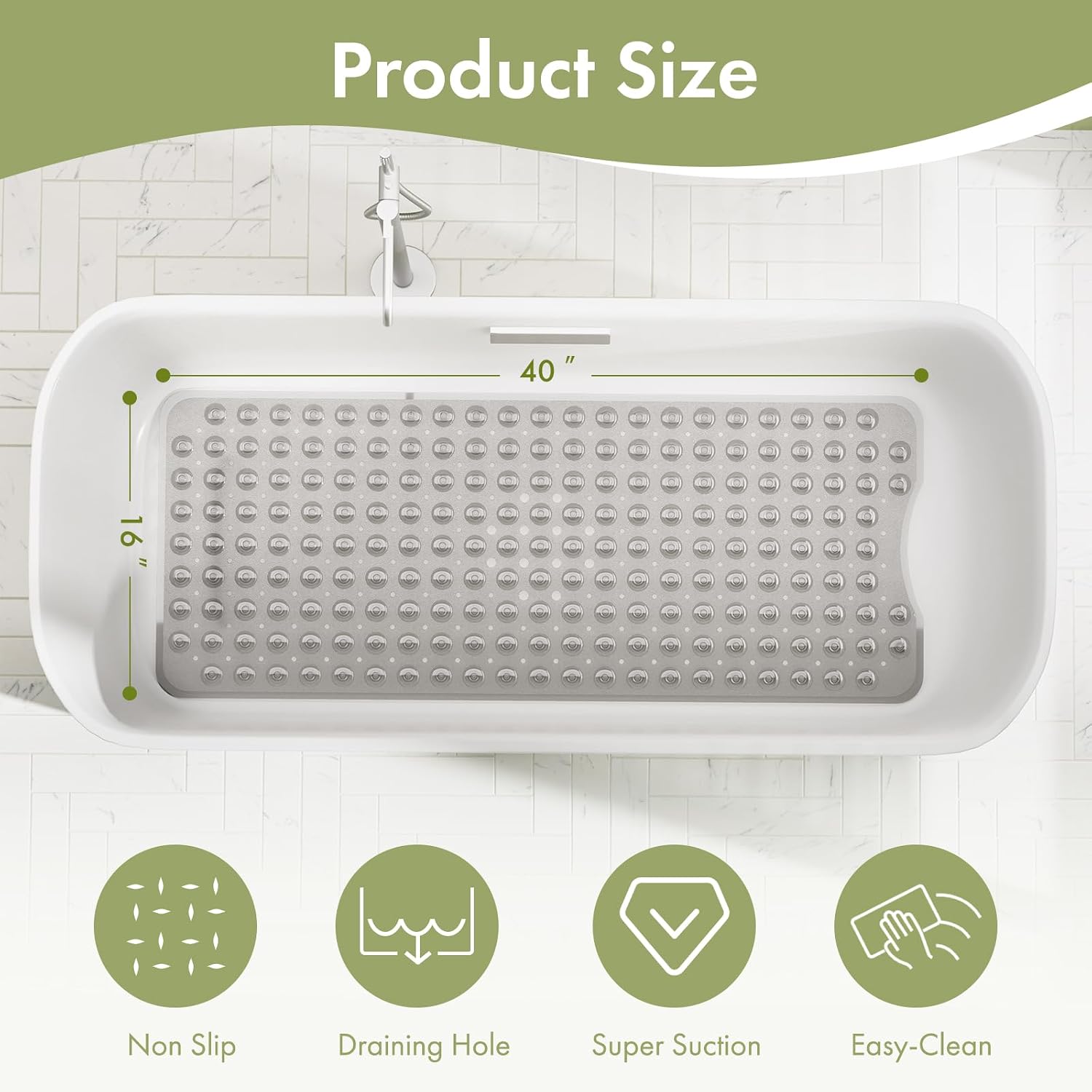 Thumbnail 3 de AmazerBath Non-Slip Shower Mat 40 x 16 Inches