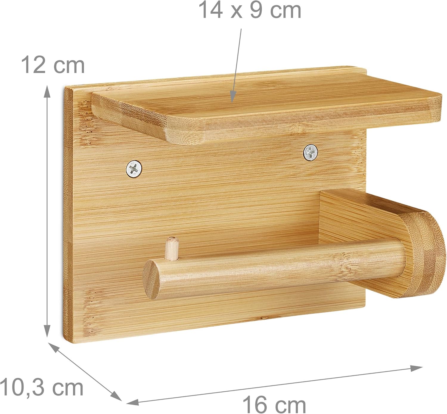 Detalle 2 de Relaxdays Porte-Papier Toilette en Bambou avec Espace de Rangement — 12x16x10,3 cm, Nature