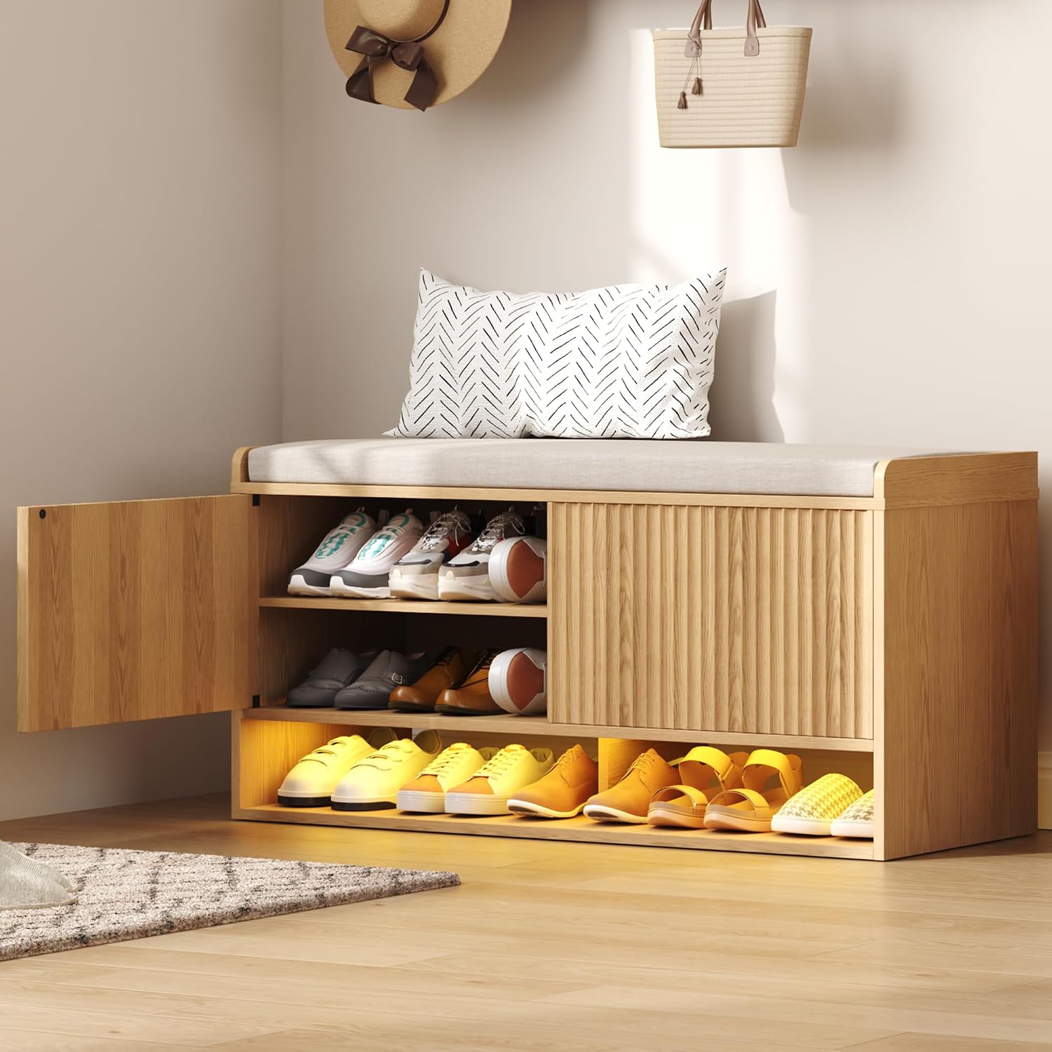 Detalle de HOMEFORT Shoe Storage Bench, 39.4-Inch