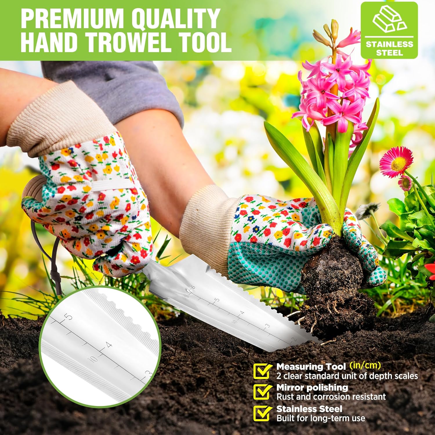 Thumbnail 5 de WORKPRO paletta lunga e stretta per giardinaggio con scala di profondità e bordi seghettati