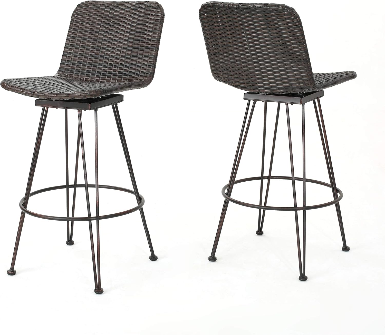 Detalle de Christopher Knight Home Wicker Barstools, Iron Frame