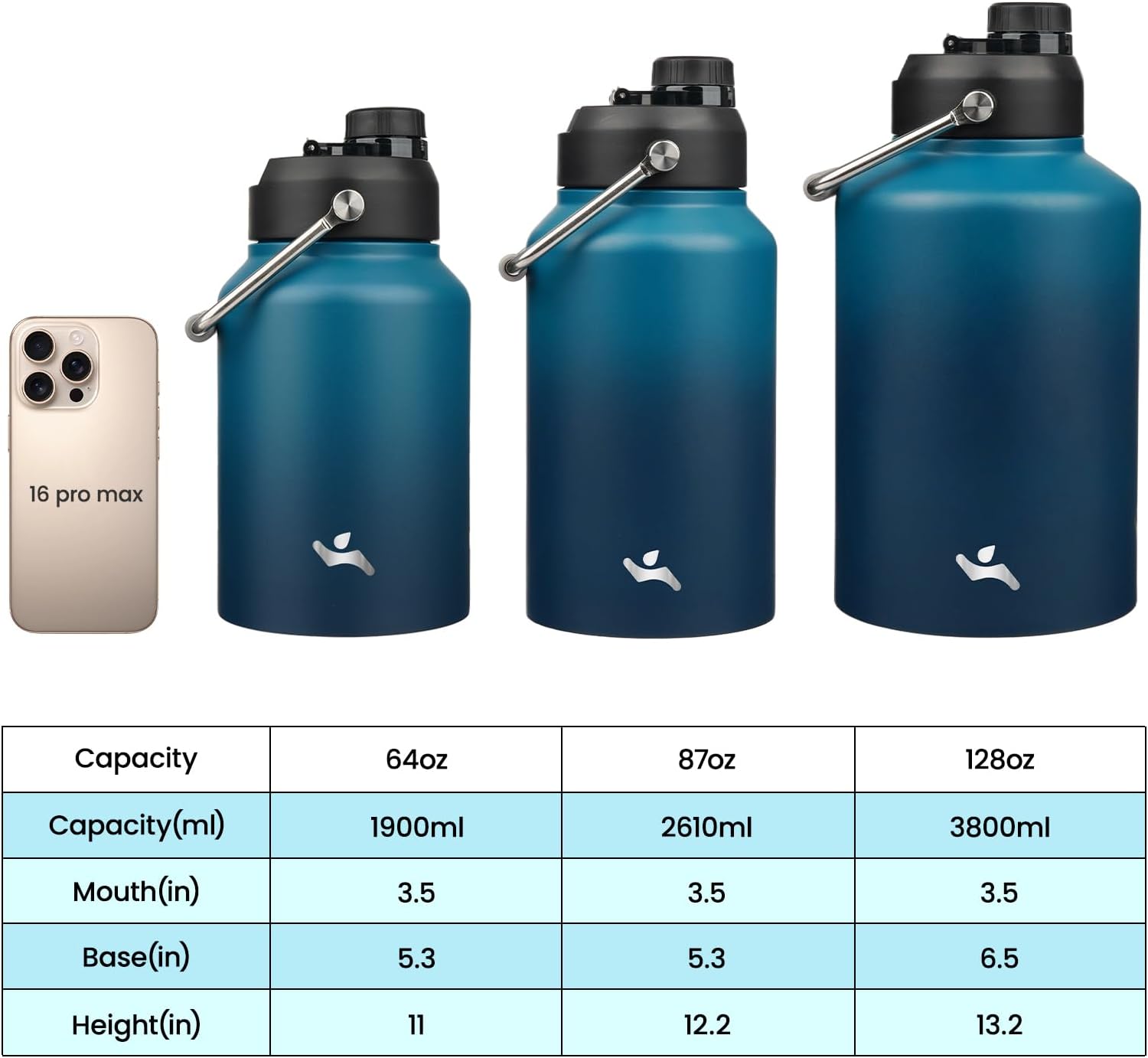 Thumbnail 1 de Konokyo 1 Gallon Insulated Water Bottle, 128 oz