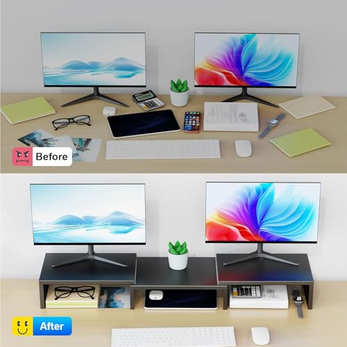 Detalle de Pygocereri Dual Stand Rise for Desk – Metal Desk Shelf Riser and Laptop/Printer Stand