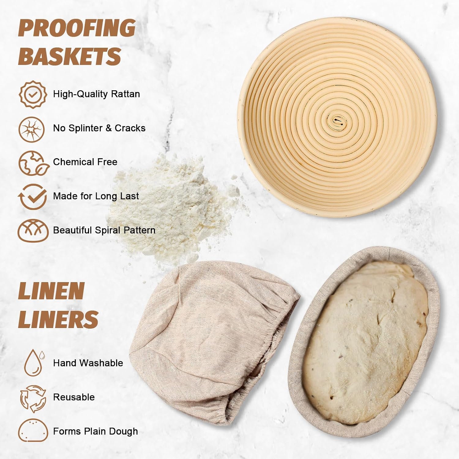 Detalle 2 de Sourdough Proofing Basket Set 10" 🥖